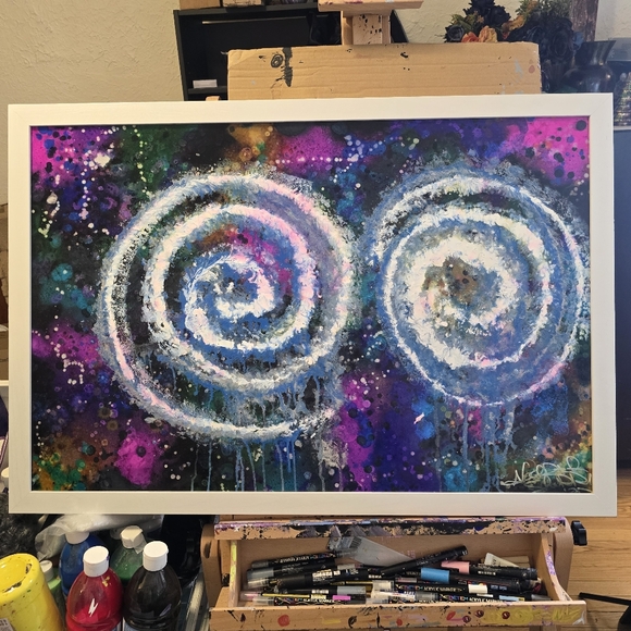 HANDCRAFTED Abstract Painting HANDMADE Artwork HANDPAINTED Wall Art Decor Framed - Picture 3 of 14